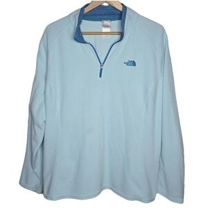 The North Face TKA 100 Glacier Fleece Pullover Womens XXL 1/4 Zip Light Blue